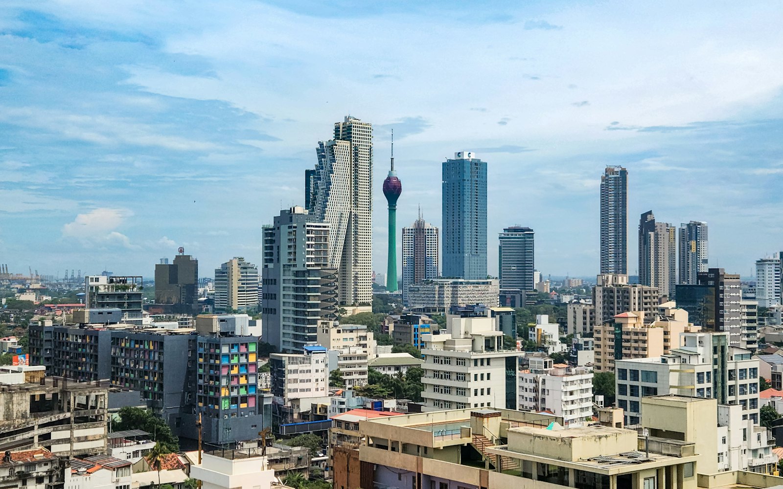 Colombo city skyline with the Lotus Tower, Sri Lanka